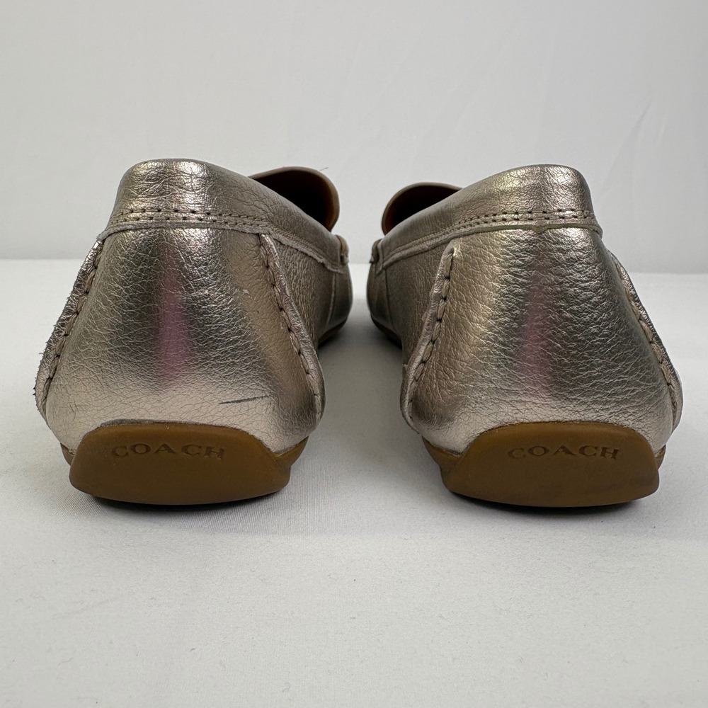 Coach Marley Driver Metallic Champagne Gold Leather Loafers G5200 Womens 10B - Picture 2 of 12